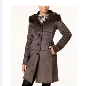 Calvin Klein Faux Shearling Walking Coat